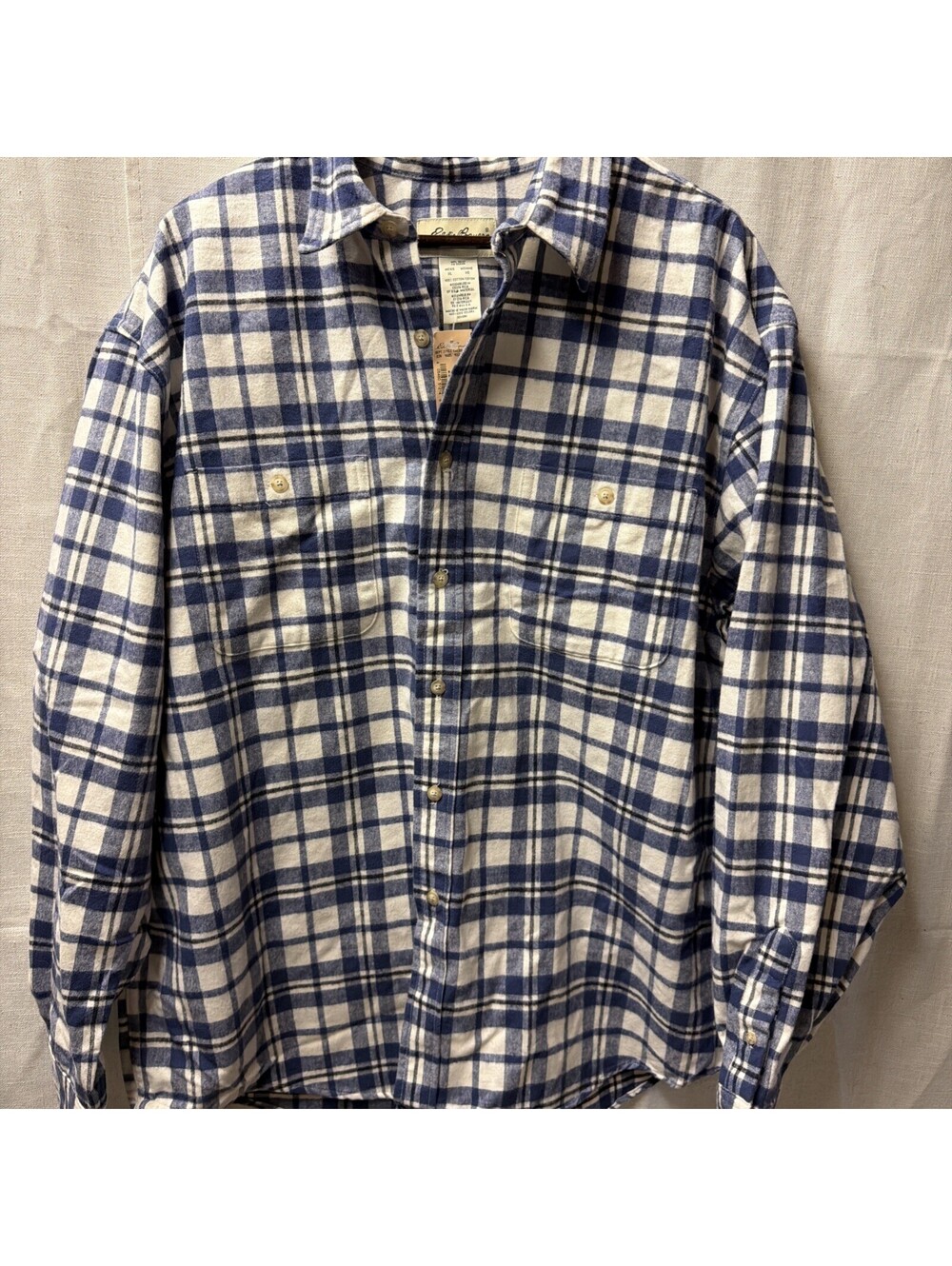 Eddie Bauer Men's Blue White Plaid Chamois Shirt Size XL/2X